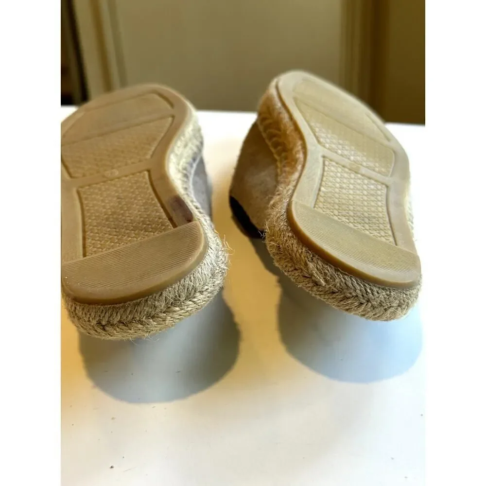 TORY BURCH Women's Max Suede Espadrille Mule Slides Taupe Size 7.5